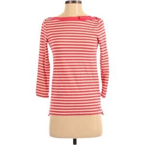 Kate Spade New York Stripe 3/4 Sleeve Boatneck Blouse XS Pink White